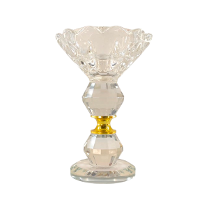 CASTIÇAL DE VIDRO C/DOURADO - 10CM