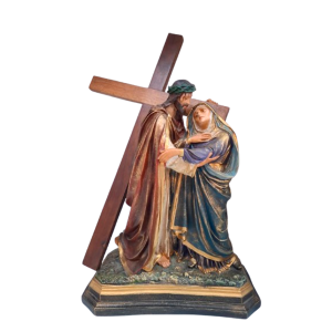 ENCONTRO JESUS COM A CRUZ E MARIA - 55 CM
