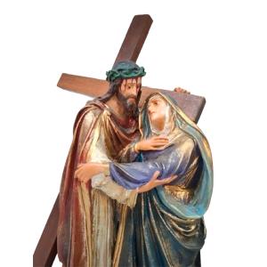 ENCONTRO JESUS COM A CRUZ E MARIA – 55 CM