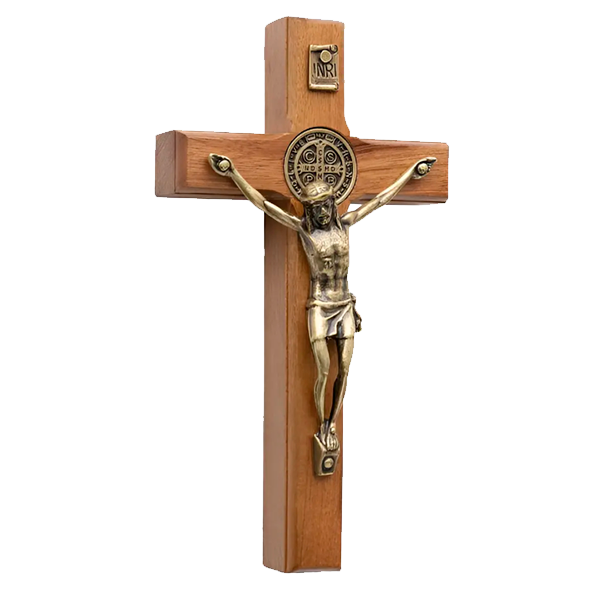 CRUCIFIXO DE PAREDE OURO VELHO - 12CM