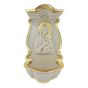 PORTA ÁGUA BENTA DE PAREDE COM DOURAMENTO - PÉRPETUO SOCORRO