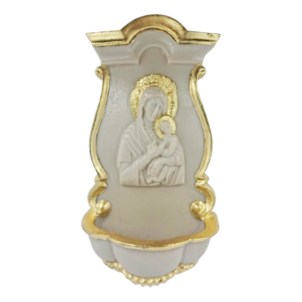 PORTA ÁGUA BENTA DE PAREDE COM DOURAMENTO - NOSSA SENHORA PÉRPETUO SOCORRO