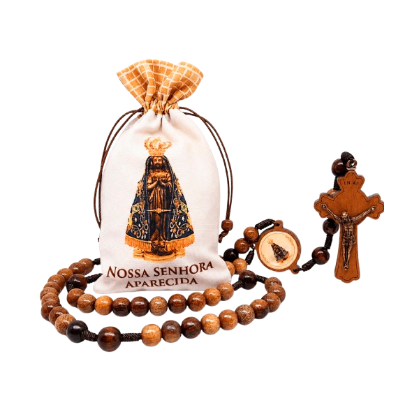 TERÇO COM SAQUINHO ESTAMPADO - NOSSA SENHORA APARECIDA