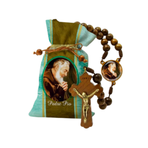 TERÇO COM SAQUINHO ESTAMPADO - SANTO PADRE PIO